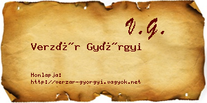 Verzár Györgyi névjegykártya