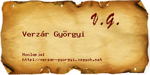 Verzár Györgyi névjegykártya